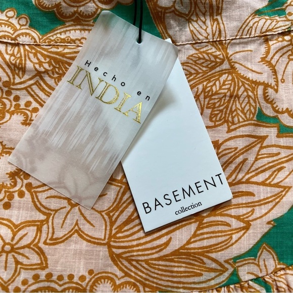 NWT Basement Tan Green Embroidered Pattern A Line Mini Skirt Size M - Picture 10 of 15